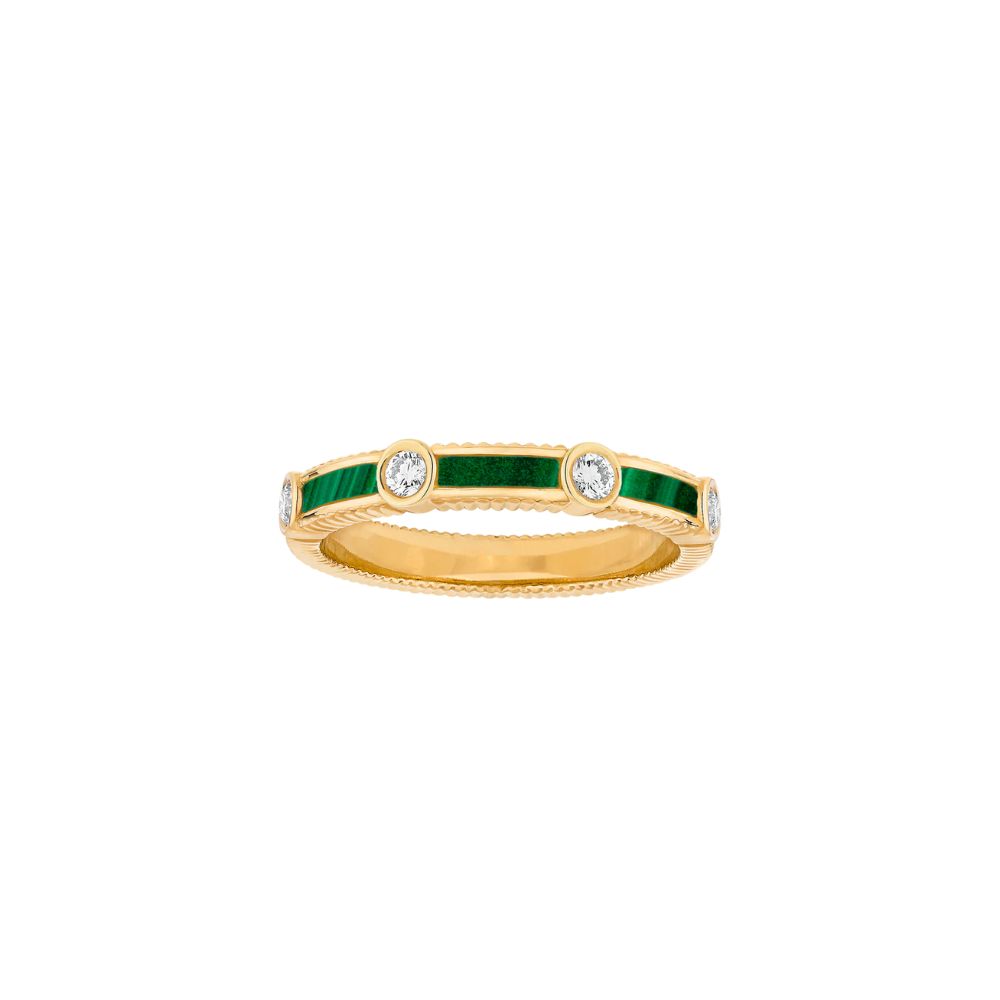 Viltier 18k Yellow Gold Diamond & Malachite Rayon Ring